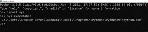 Find full path of the Python interpreter Python executable