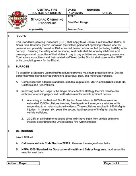Fire Department Sop Template