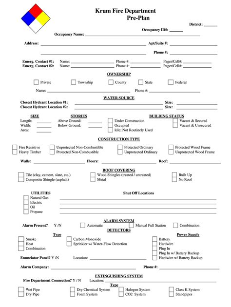 Fire Dept Pre Plan Template