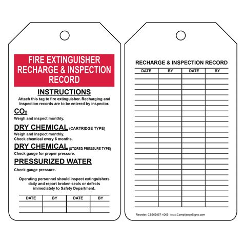 Fire Extinguisher Inspection Tags Printable