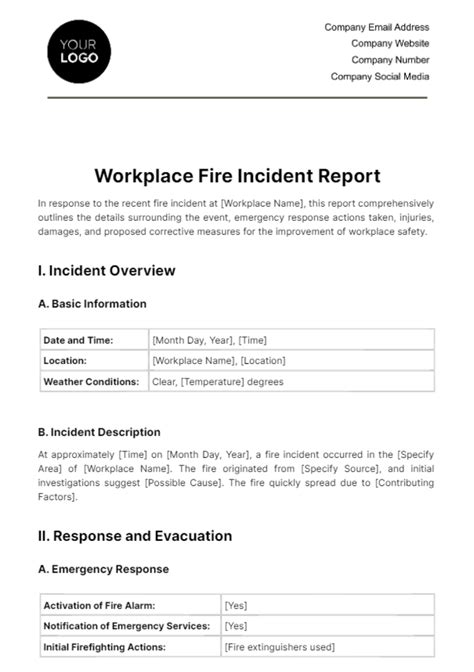 Fire Incident Report Template