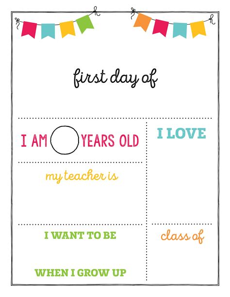 First Day Of School Printable Free