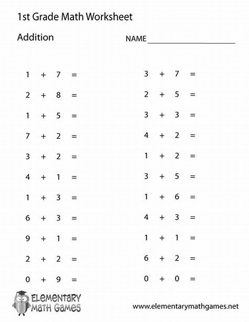 First Grade Printable Math Worksheets