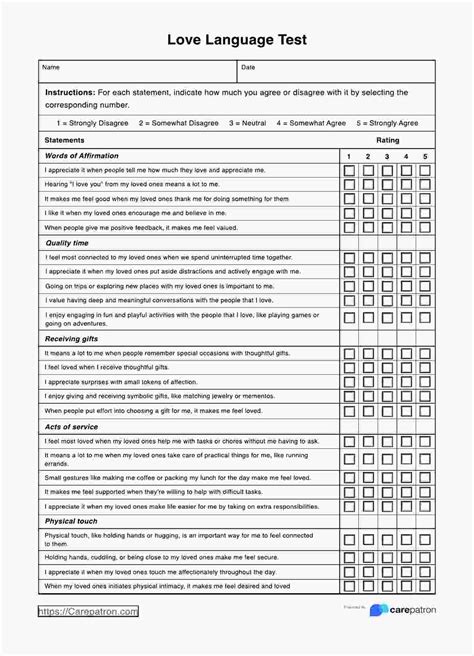 Five Love Languages Printable Test