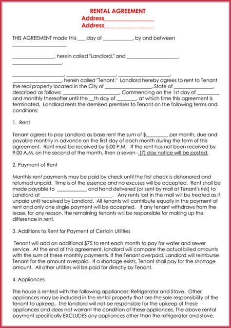 Flat Rent Contract Template