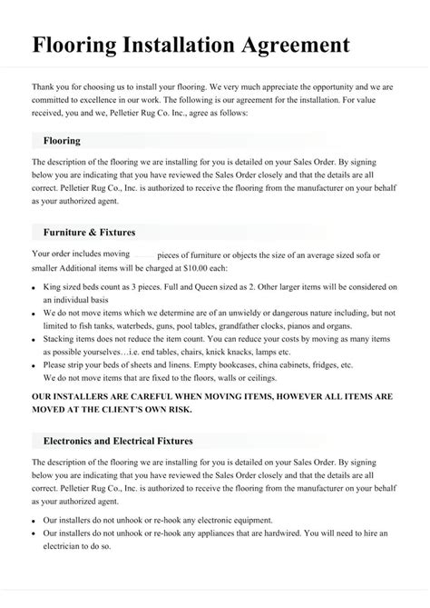 Flooring Installation Contract Template