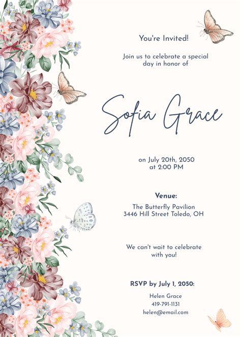 Floral Template For Invitation