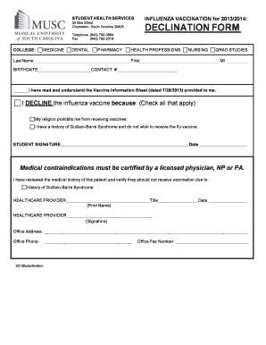 Flu Vaccine Declination Form