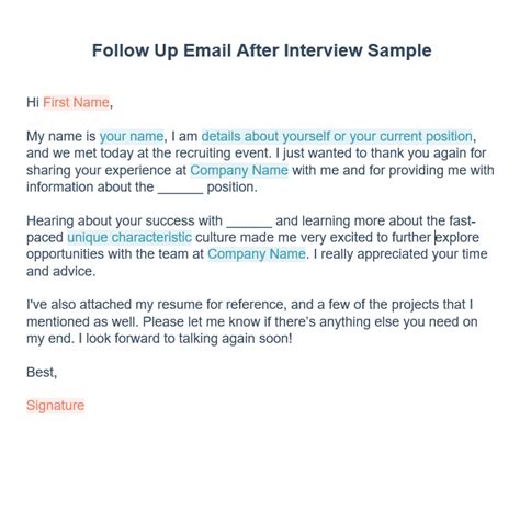 Follow Up Email After Job Application Template