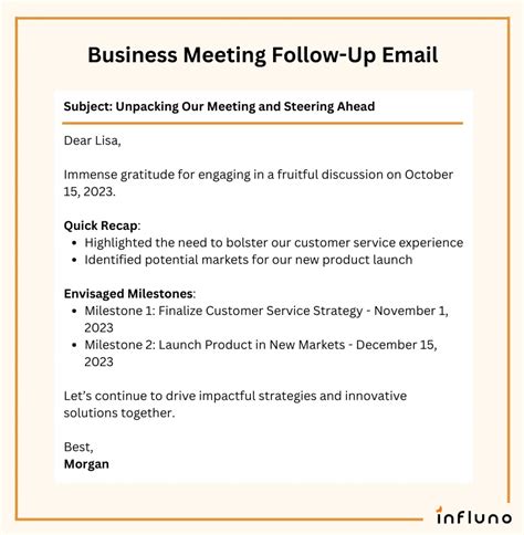 Follow Up Meeting Email Template