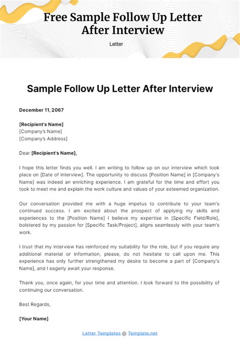 Follow Up Template After Interview