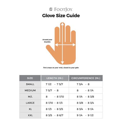Golf Glove Size Chart