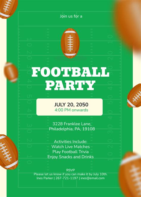 Football Party Invitation Template