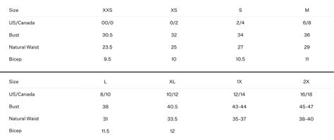 For Love And Lemons Size Chart