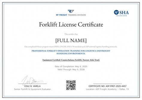 Fork Truck License Template