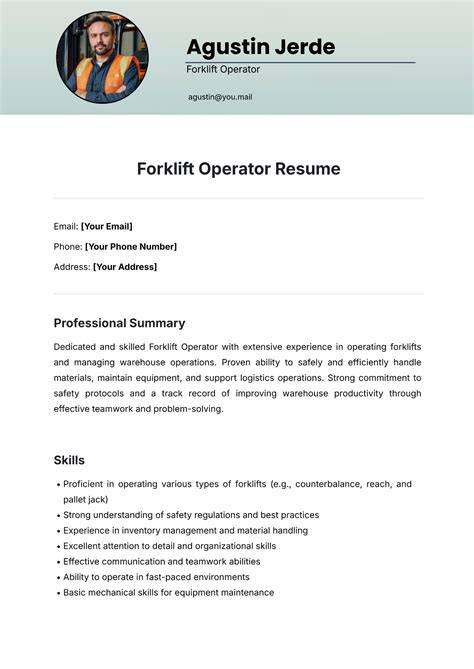 Forklift Operator Resume Templates