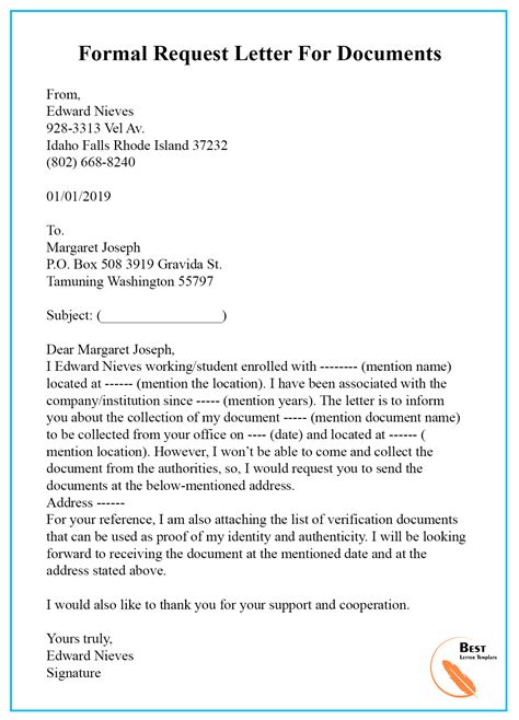 Formal Request Letter Template