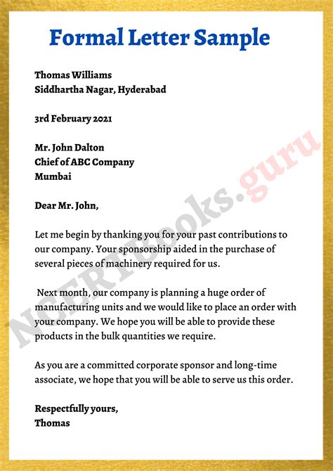 Formal letter format