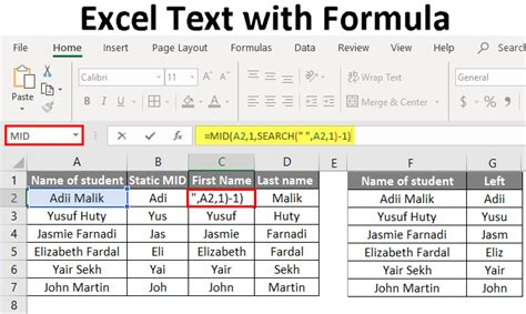 Formula Deduct Text in Excel
