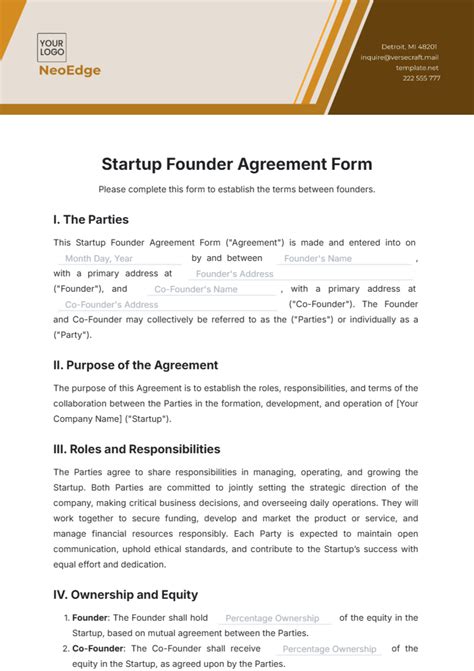 Founder Agreement Template