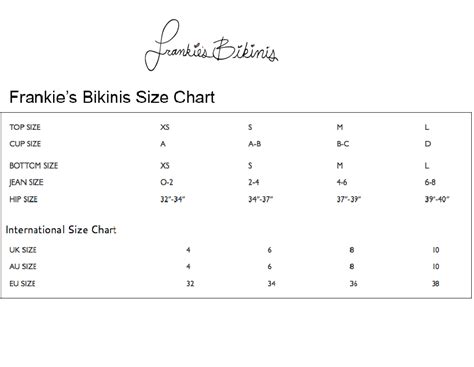 Frankies Bikini Size Chart