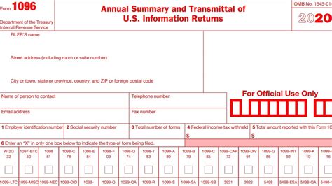 Free 1096 Template For Preprinted Forms