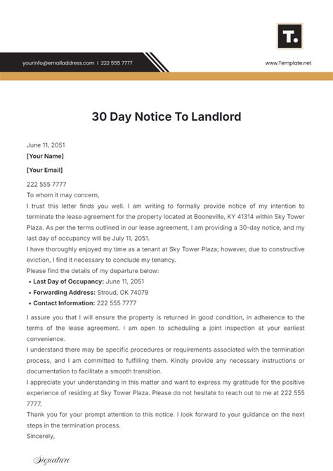 Free 30 Day Notice Template