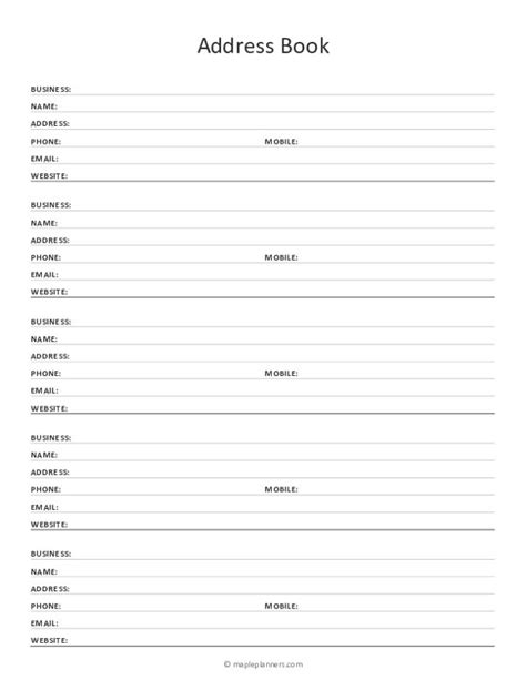 Free Address Book Template