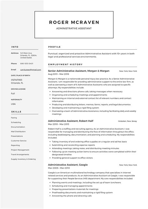 Free Administrative Assistant Resume Templates