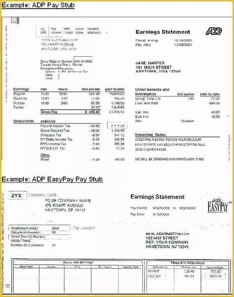 Free Adp Pay Stub Template With Calculator