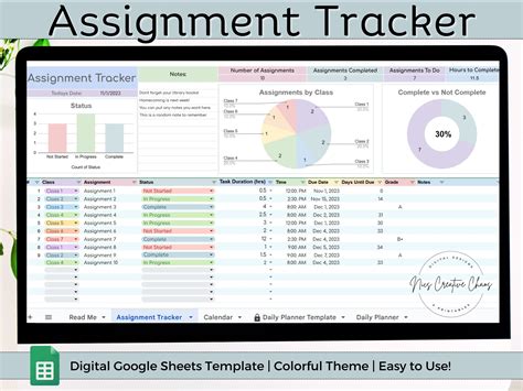 Free Assignment Tracker Template Google Sheets