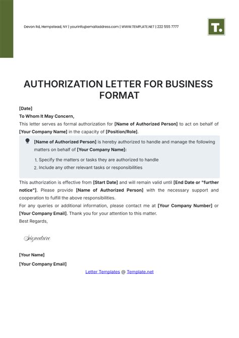 Free Authorization Letter Template