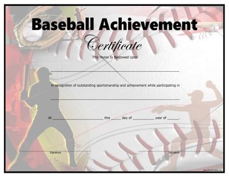 Free Baseball Certificate Templates