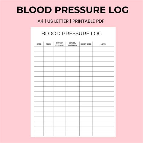 Free Blood Pressure Log Template