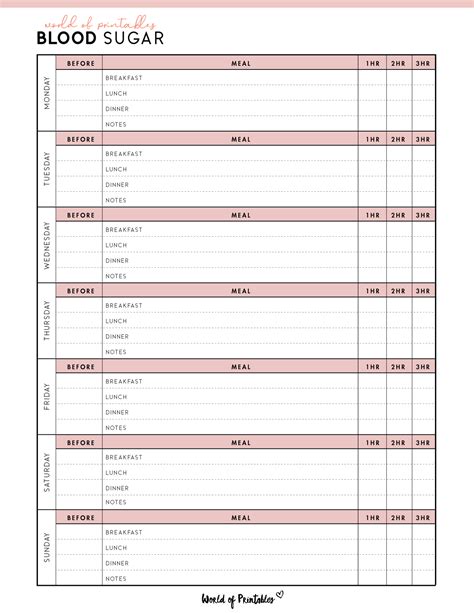 Free Blood Sugar Log Printable