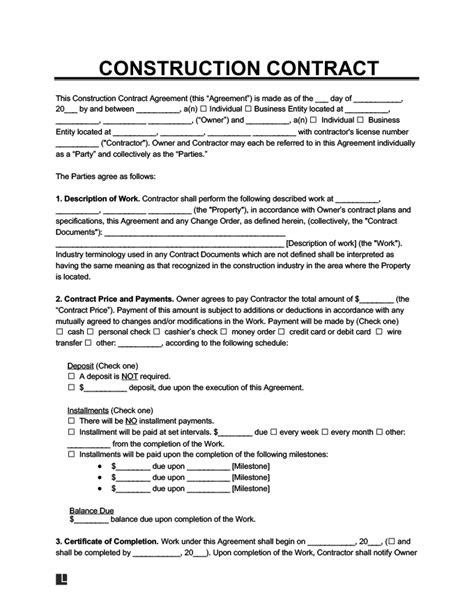 Free Building Contract Template
