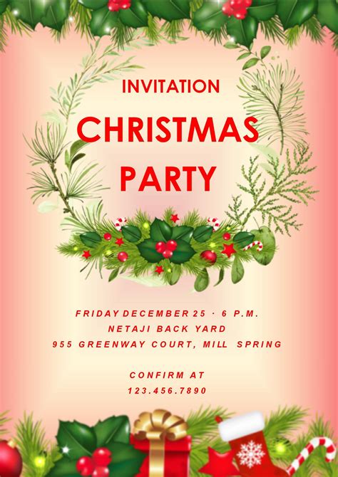 Free Christmas Invitation Templates Word