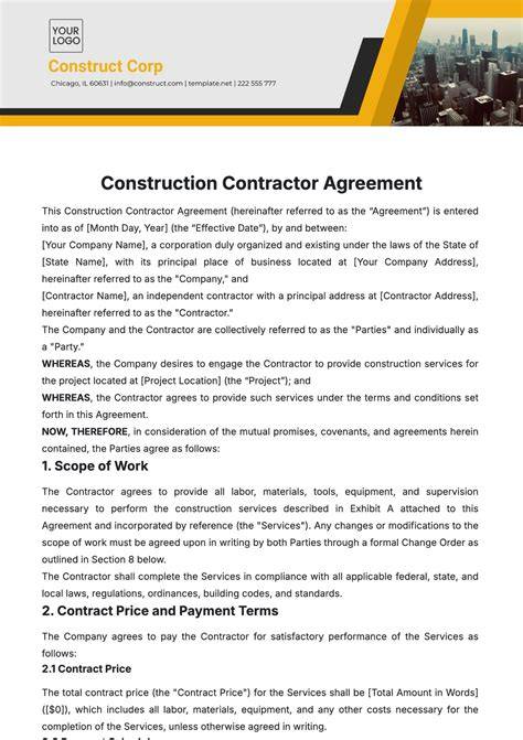 Free Construction Agreement Template