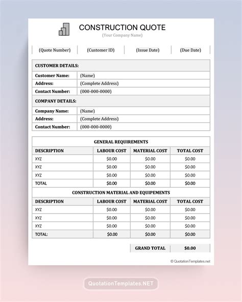 Free Construction Quotation Template
