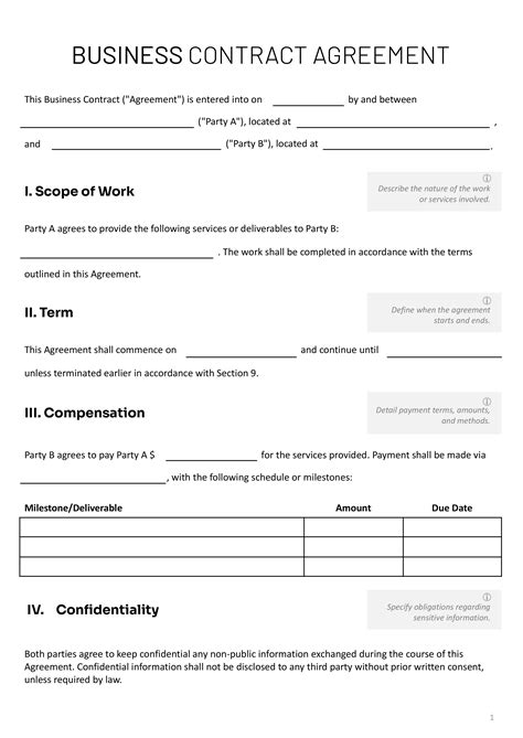 Free Contract Templates For Small Business