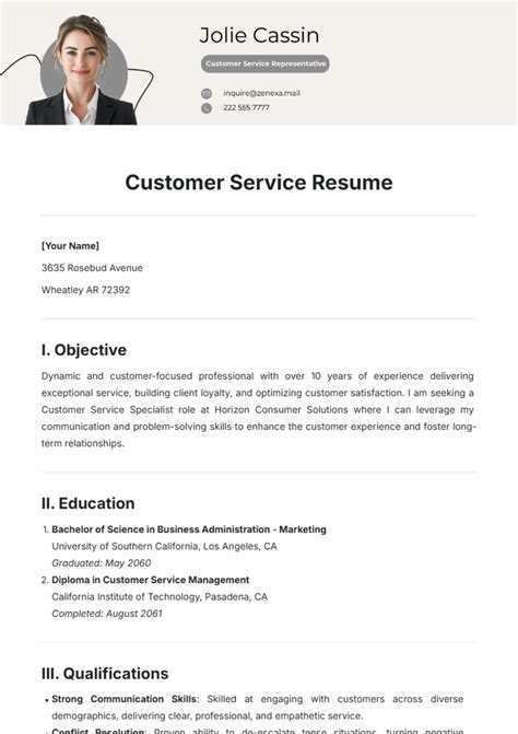 Free Customer Service Resume Template