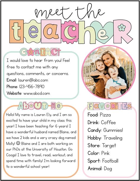 Free Editable Meet The Teacher Template