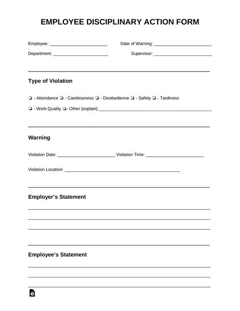 Free Employee Discipline Form Template Word