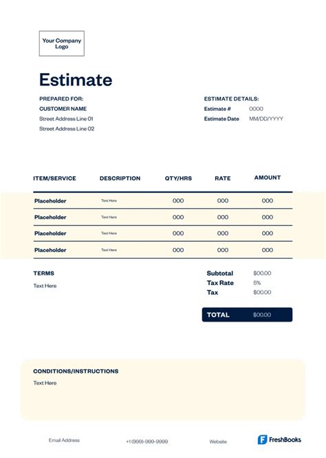 Free Estimates Templates