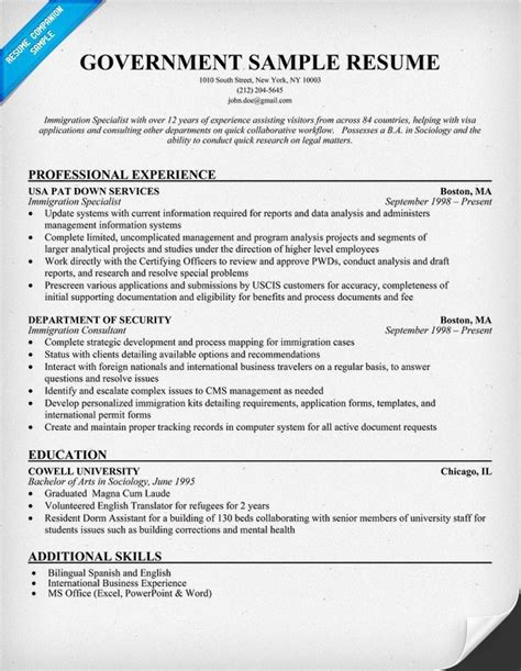 Free Federal Resume Template