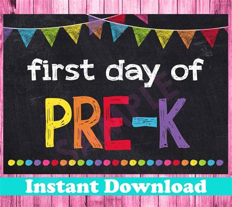 Free First Day Of Pre K Sign Printable