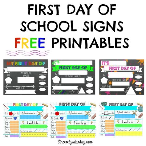 Free First Day Of School Sign Printable