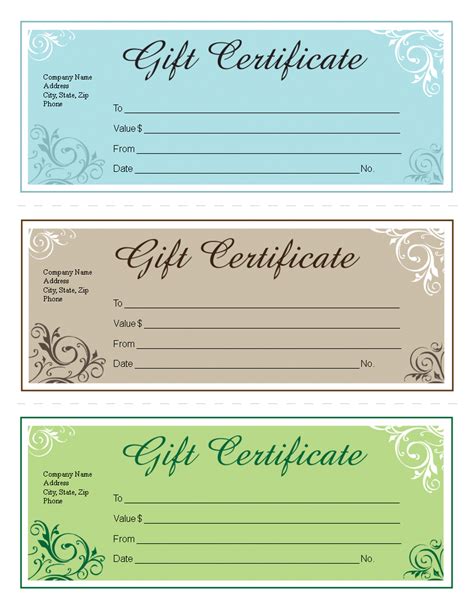 Free Gift Certificates Templates