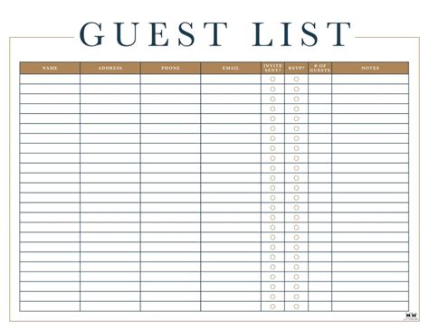 Free Guest List Template