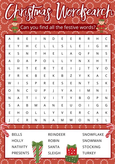 Free Holiday Word Search Puzzles Printables